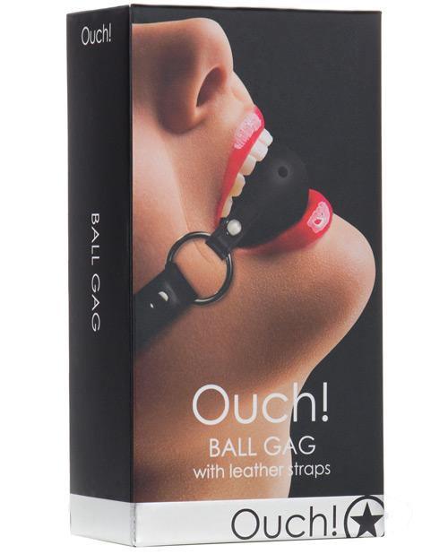 product image, Shots Ouch Ball Gag W-leather Straps - Black - SEXYEONE
