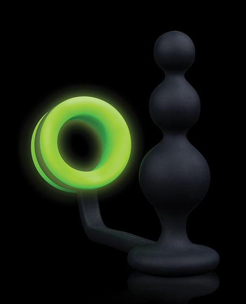 image of product,Shots Ouch Beads Butt Plug W-cock Ring - Glow In The Dark - SEXYEONE