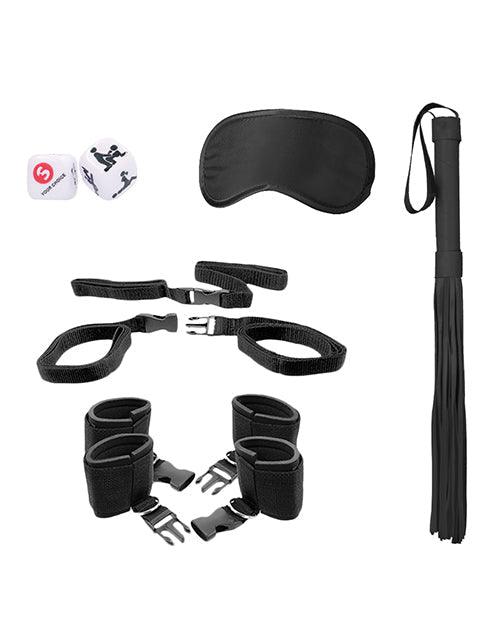 image of product,Shots Ouch Black & White Bed Post Bindings Restraint Kit - Black - SEXYEONE