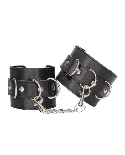 product image,Shots Ouch Black & White Bonded Leather Hand-ankle Cuffs - Black - SEXYEONE