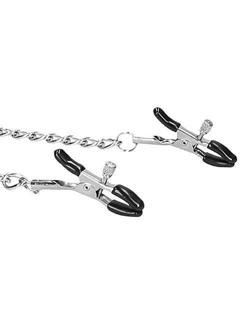 image of product,Shots Ouch Black & White Velcro Collar W-nipple Clamps - Black - SEXYEONE