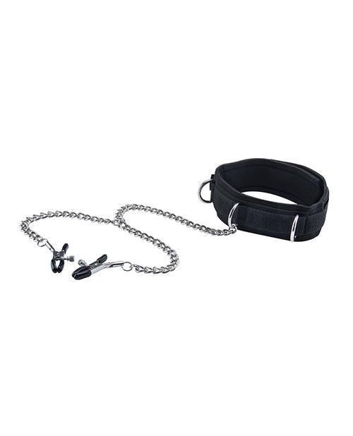 image of product,Shots Ouch Black & White Velcro Collar W-nipple Clamps - Black - SEXYEONE