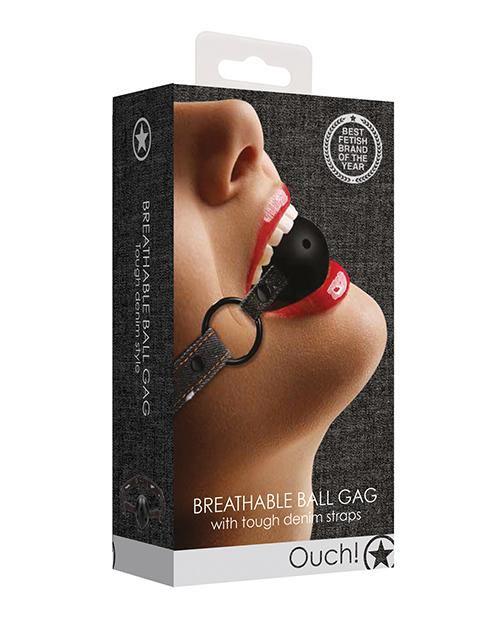 product image, Shots Ouch Breathable Ball Gag W/denim Straps - SEXYEONE