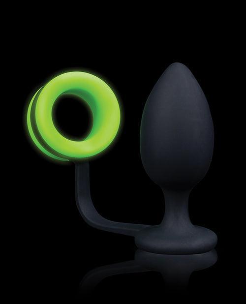 image of product,Shots Ouch Butt Plug W-cock Ring - Glow In The Dark - SEXYEONE