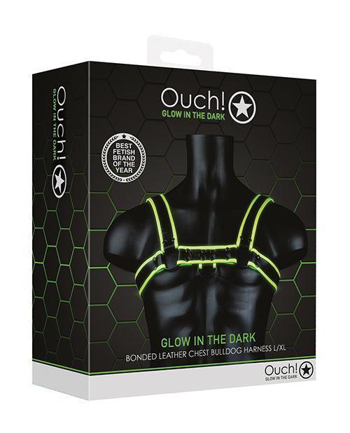 image of product,Shots Ouch Chest Bulldog Harness - Glow In The Dark - SEXYEONE