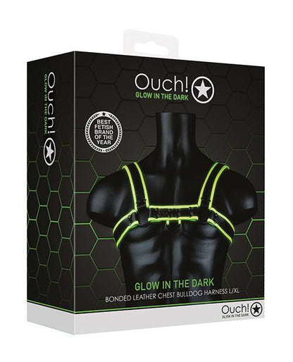 Shots Ouch Chest Bulldog Harness - Glow In The Dark - SEXYEONE