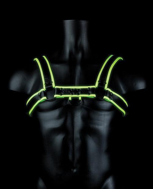 image of product,Shots Ouch Chest Bulldog Harness - Glow In The Dark - SEXYEONE