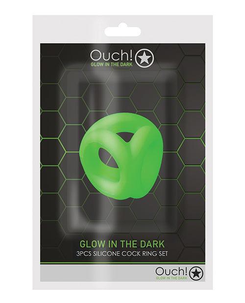 image of product,Shots Ouch Cock Ring & Ball Strap - Glow In The Dark - SEXYEONE