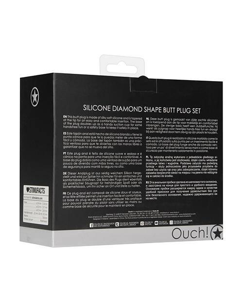 image of product,Shots Ouch Diamond Shape Butt Plug Set - Black - SEXYEONE