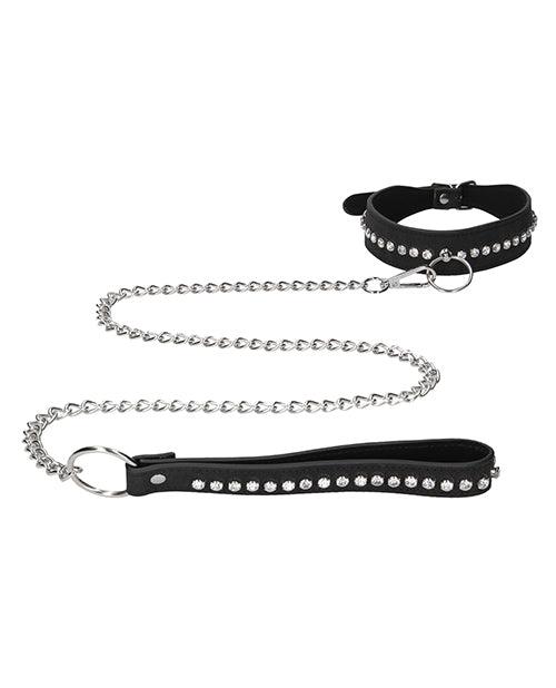 image of product,Shots Ouch Diamond Studded Collar W-leash - Black - SEXYEONE