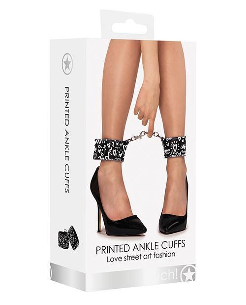 product image, Shots Ouch Love Street Art Fashion Printed Ankle Cuffs - Black - SEXYEONE