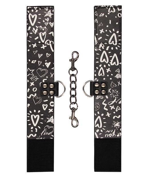 Shots Ouch Love Street Art Fashion Printed Ankle Cuffs - Black - SEXYEONE