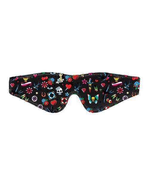 image of product,Shots Ouch Old School Tattoo Style Printed Eye Mask - Black - SEXYEONE