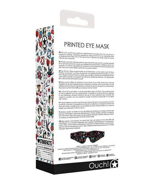 image of product,Shots Ouch Old School Tattoo Style Printed Eye Mask - Black - SEXYEONE