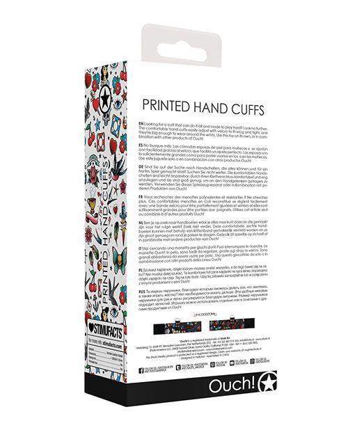 image of product,Shots Ouch Old School Tattoo Style Printed Hand Cuffs- Black - SEXYEONE