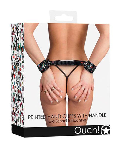 Shots Ouch Old School Tattoo Style Printed Handcuffs W/handle - Black - SEXYEONE