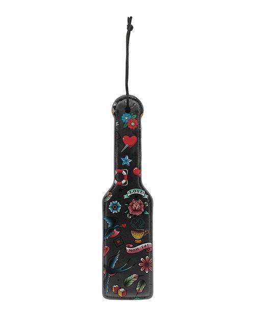 product image, Shots Ouch Old School Tattoo Style Printed Paddle - Black - SEXYEONE
