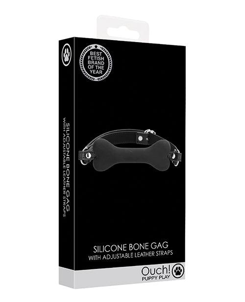 product image, Shots Ouch Puppy Play Silicone Bone Gag - Black - SEXYEONE