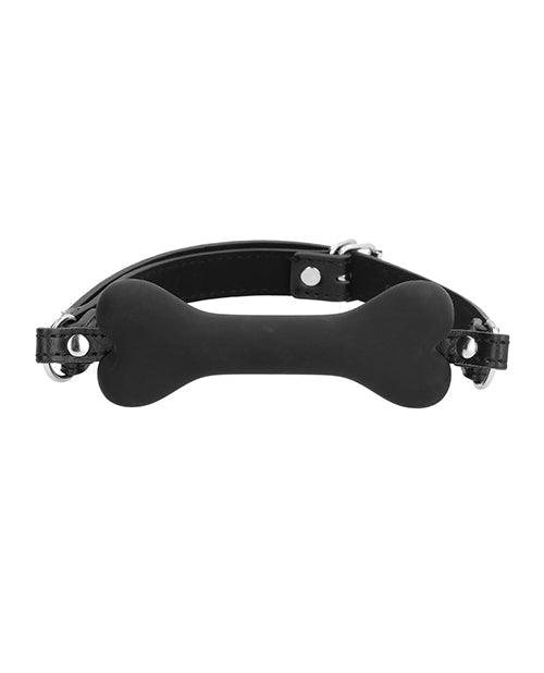 image of product,Shots Ouch Puppy Play Silicone Bone Gag - Black - SEXYEONE