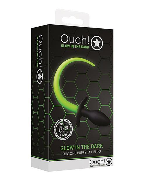 image of product,Shots Ouch Puppy Tail Plug - Glow In The Dark - SEXYEONE