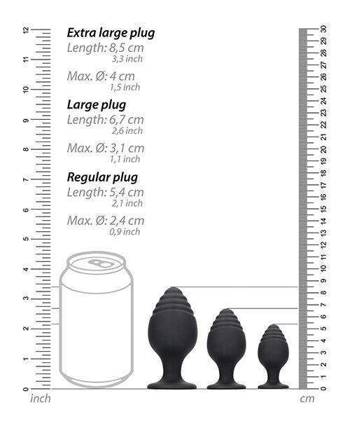image of product,Shots Ouch Rippled Butt Plug Set - Black - SEXYEONE