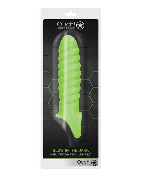 product image, Shots Ouch Swirl Stretchy Penis Sleeve - Glow In The Dark - SEXYEONE
