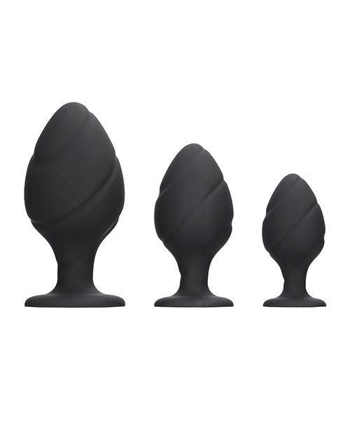 image of product,Shots Ouch Swirled Butt Plug Set - Black - SEXYEONE