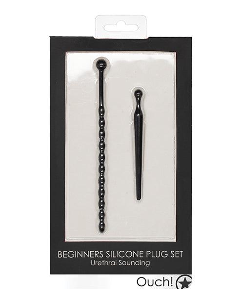 product image, Shots Ouch Urethral Sounding Beginners Silicone Plug Set - Black - SEXYEONE