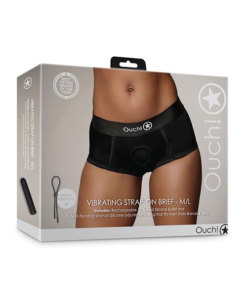 product image, Shots Ouch Vibrating Strap On Brief - Black - SEXYEONE
