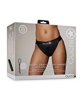 product image, Shots Ouch Vibrating Strap On Panty Harness W/open Back - Black - SEXYEONE
