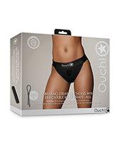 product image, Shots Ouch Vibrating Strap On Thong W/removable Rear Straps - Black - SEXYEONE