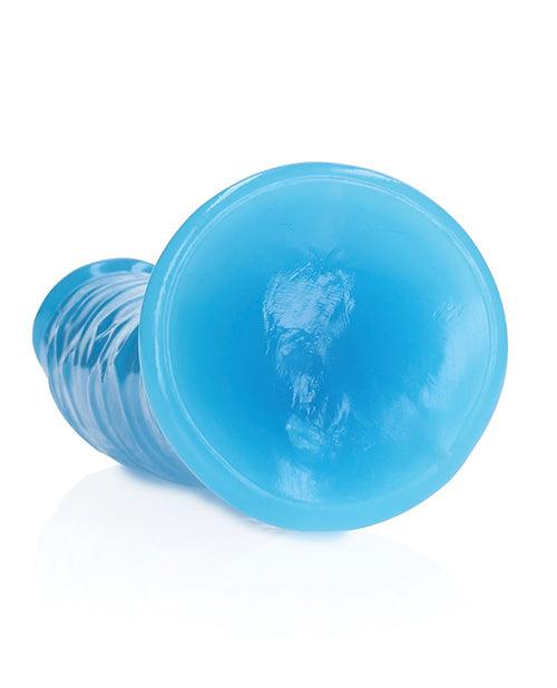 image of product,Shots Realrock 7" Slim  Dildo Glow In The Dark - Neon Blue - SEXYEONE