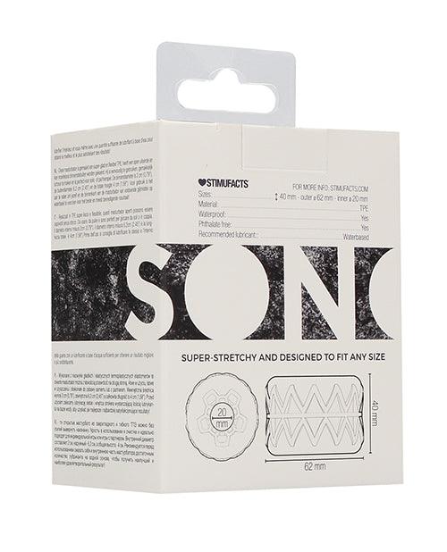 image of product,Shots Sono No. 92 Reversible Textured Masturbator - Transparent - SEXYEONE
