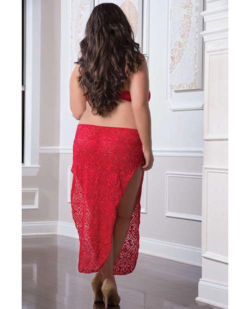 Shoulder Baring Laced Night Dress Red Qn - SEXYEONE