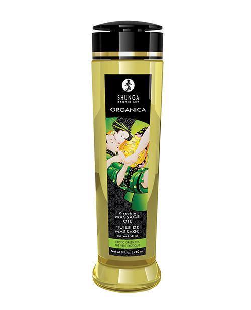 Shunga Organic Kissable Massage Oil - 8.5 Oz Exotic Green Tea - SEXYEONE