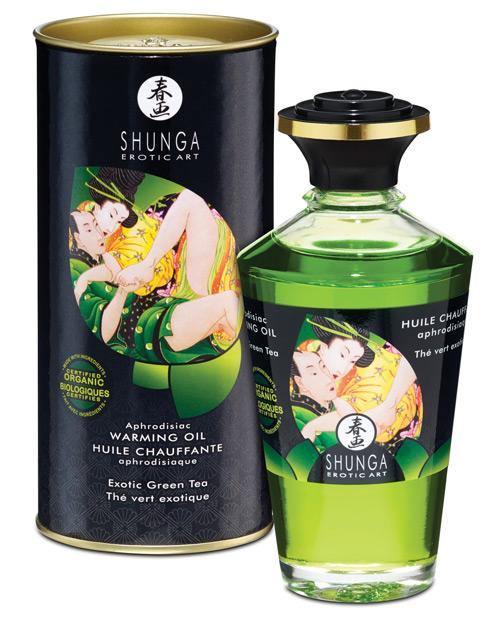 Shunga Organica Warming Oil - 3.5 Oz Green Tea - SEXYEONE