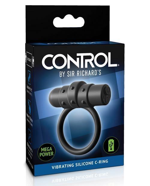 product image, Sir Richards Control Vibrating Silicone C-ring - Black - SEXYEONE