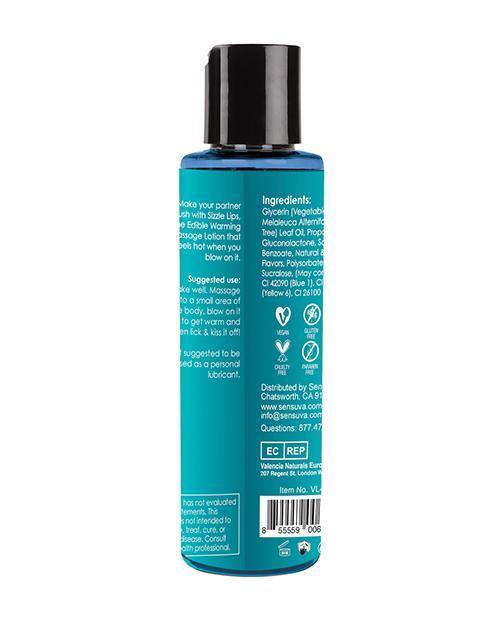 image of product,Sizzle Lips Warming Gel - 4.2 Oz Bottle Blueberry Ice Pop - SEXYEONE