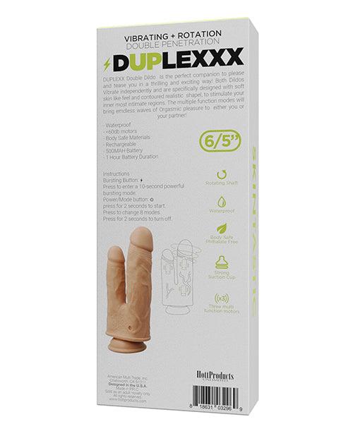 image of product,Skinsations Duplexx Vibrating & Rotating Double Dildo - Flesh - SEXYEONE