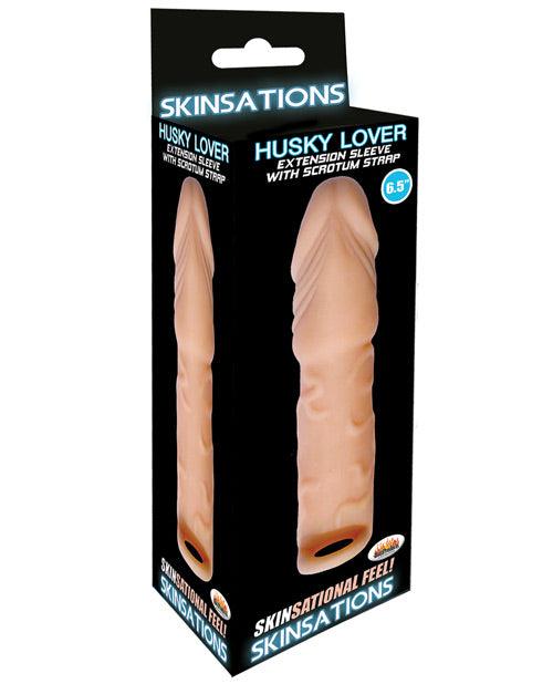 product image, Skinsations Husky Lover 6.5" Extension Sleeve W/scrotum Strap - SEXYEONE