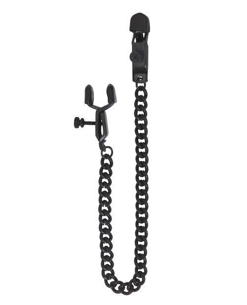 image of product,Spartacus Adjustable Alligator Nipple Clamps W-black Chain - SEXYEONE