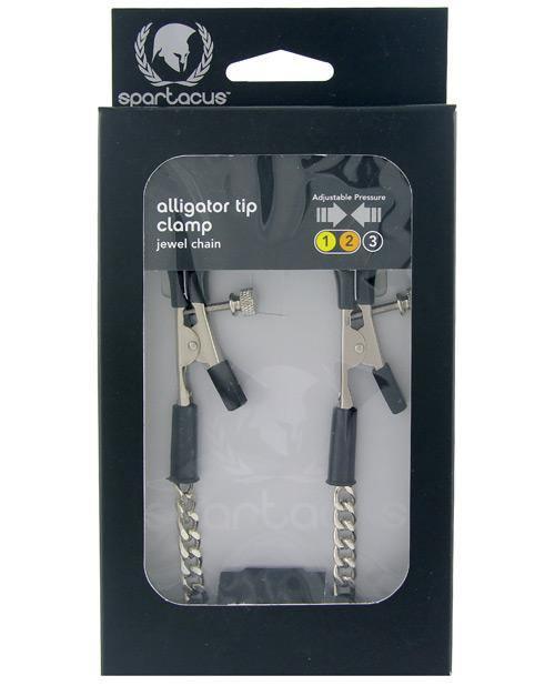 Spartacus Adjustable Alligator Nipple Clamps W-silver Chain - SEXYEONE