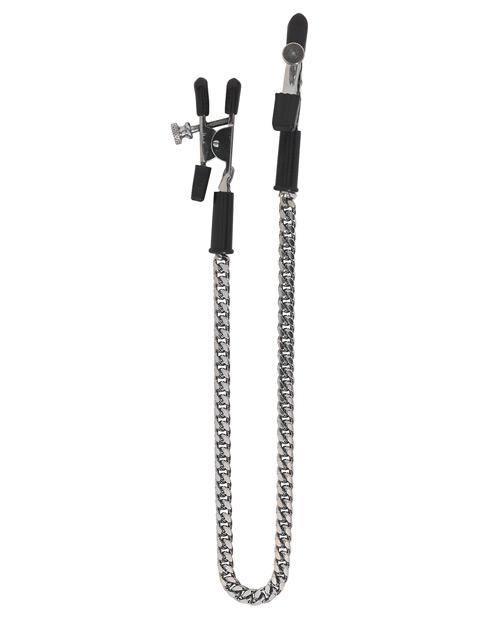 image of product,Spartacus Adjustable Alligator Nipple Clamps W-silver Chain - SEXYEONE