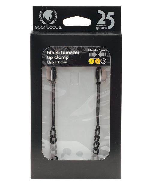 product image, Spartacus Adjustable Black Tweezer Nipple Clamps W-chain - SEXYEONE