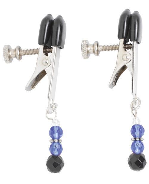 image of product,Spartacus Adjustable Broad Tip Blue Beaded Nipple Clamps - SEXYEONE