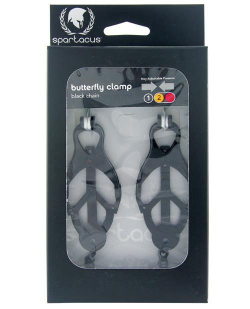 product image, Spartacus Black Butterfly Style Nipple Clamps w/Chain - SEXYEONE