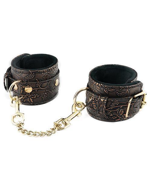 product image, Spartacus Faux Fur Lining Ankle Restraints - Brown Floral Print - SEXYEONE