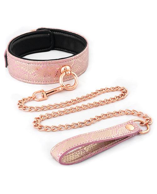 Spartacus Micro Fiber Collar & Leash W-leather Lining - Pink - SEXYEONE