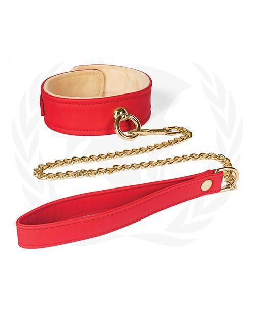 image of product,Spartacus Plush Lined Pu Collar & Chained Leash - SEXYEONE