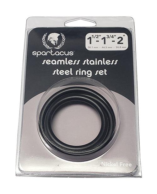 product image, Spartacus Seamless Stainless Steel C-ring - Black Pack Of 3 - SEXYEONE
